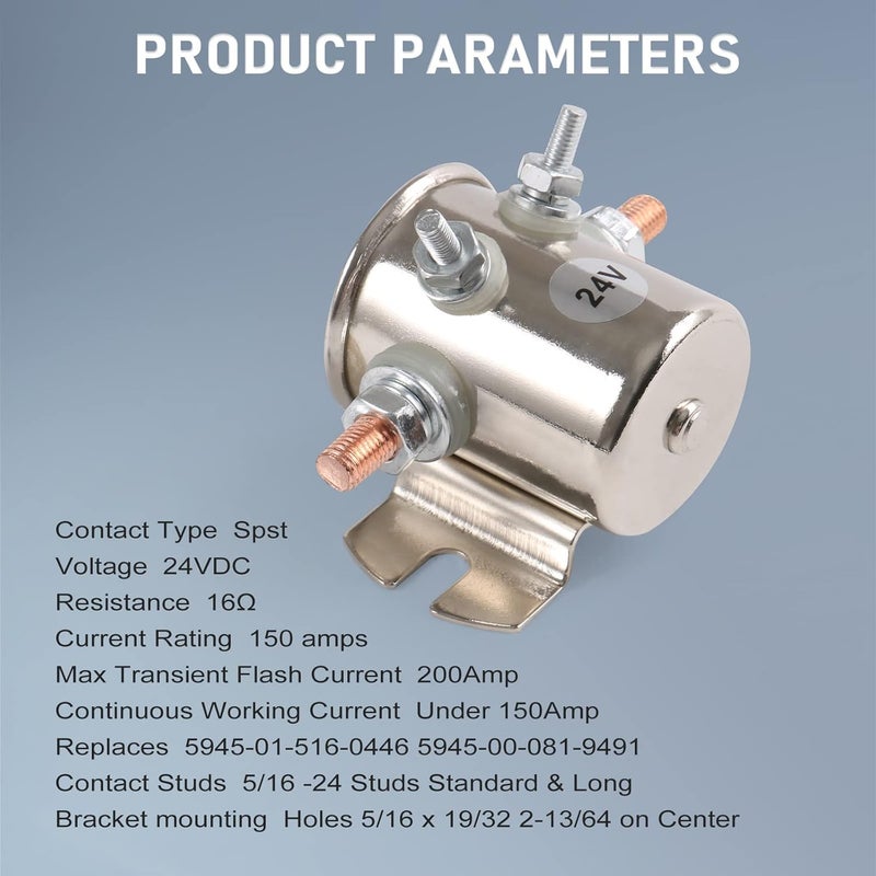 LDMINDA 4 Terminal 24 Volt Continuous Duty Solenoid Relay Need Break 24063 Solenoid for Golf Carts,Winch, Marine Heavy Duty SPST 24VDC 24V Relay Nickel-Plating - Image 3